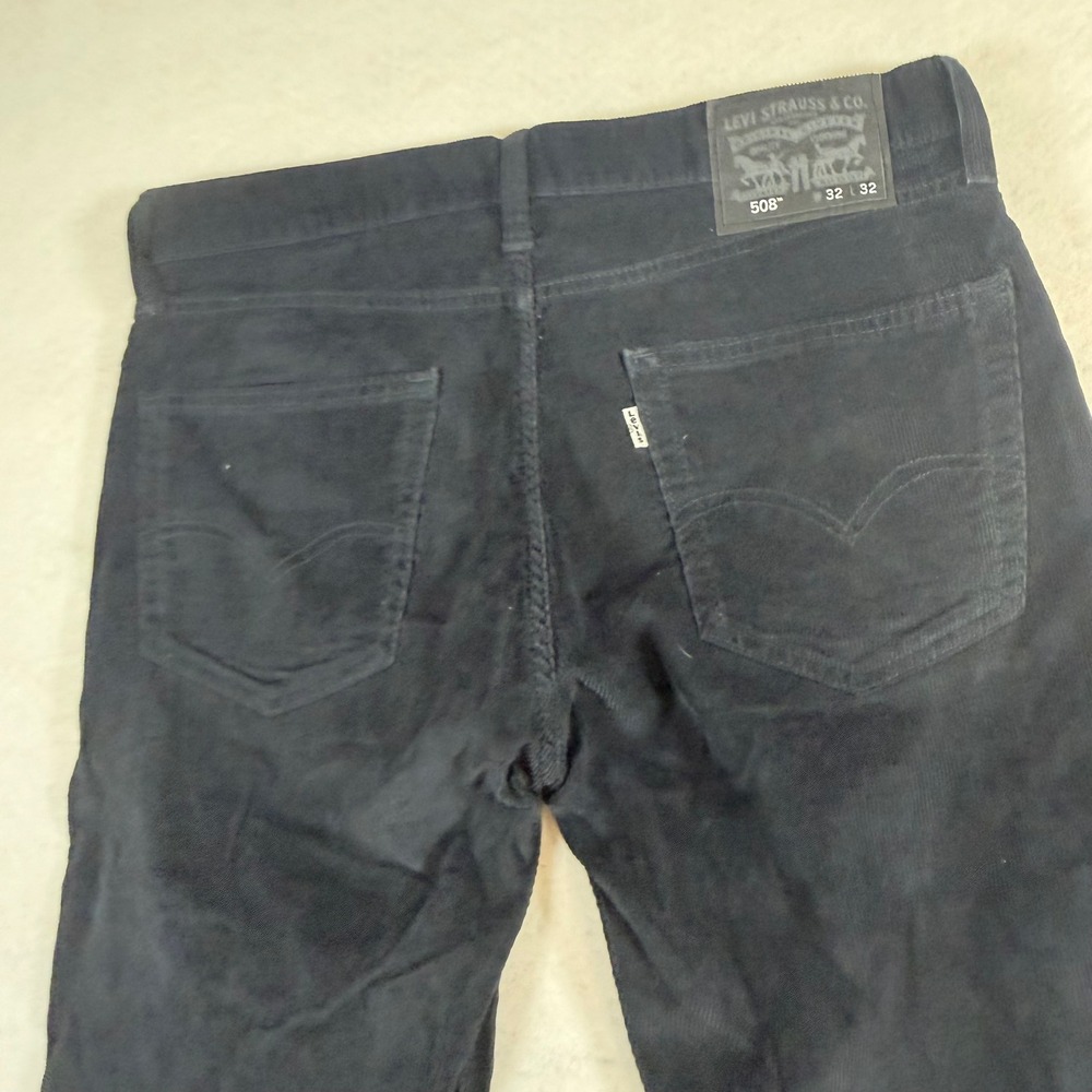 Levis 508 Regular Taper Black Corduroy Pants Mens 32x32 Solid Casual Trousers